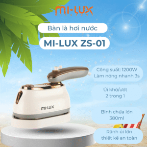 Bàn là hơi nước cầm tay 2 trong 1 MI-LUX ZS-01 công suất 1200W,  bảo hành 12 tháng chính hãng